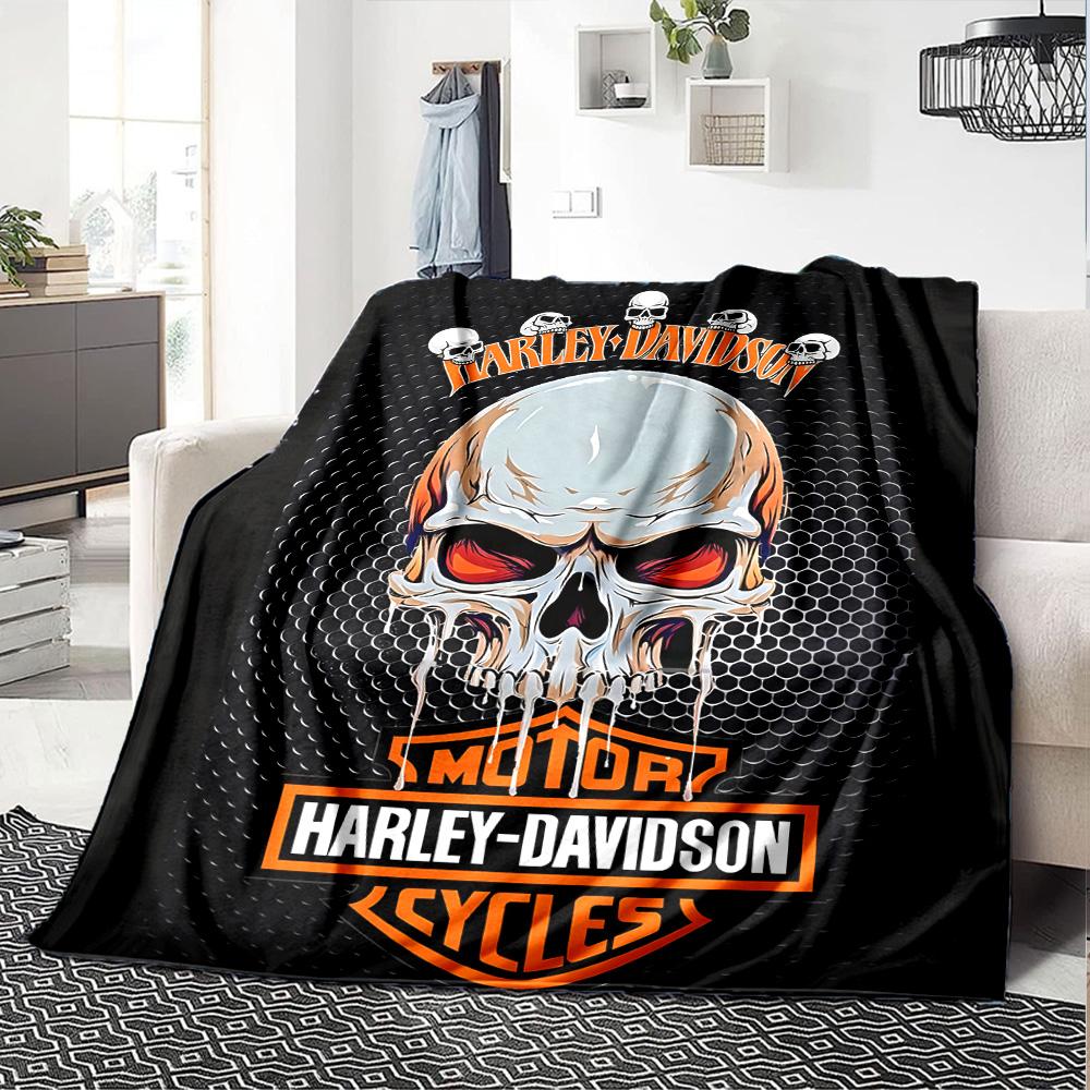 1pc Harley-Davidson Blanket, Gift, for Men and Women, Soft Blanket, Good for Sofa Bed Couch Travel, Lightweight Flannel Blanket