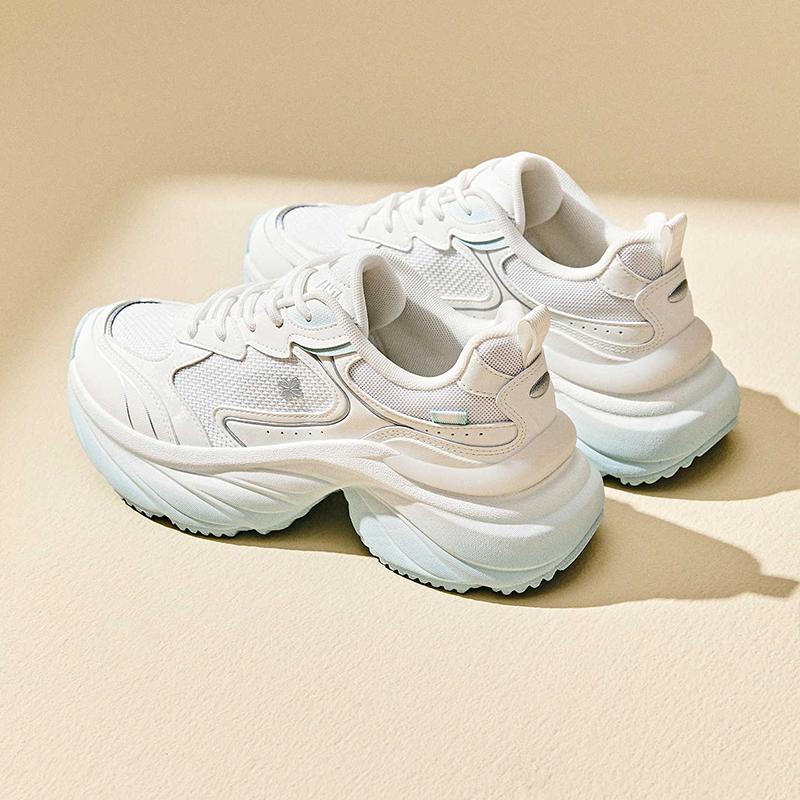 New Anta Cloud Rising Breathable Height Increase Low Top Chunky Sneakers Women's Papyrus White Silver 122538882-3