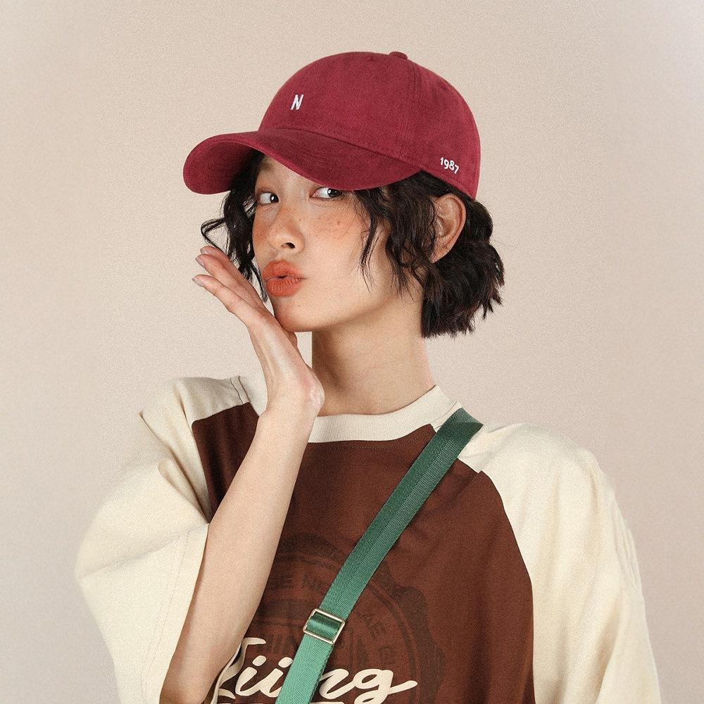 N-letter Embroidered Duckbill Cap for Sun Protection and Small Face, Versatile Soft Top Baseball Cap for Men and Women