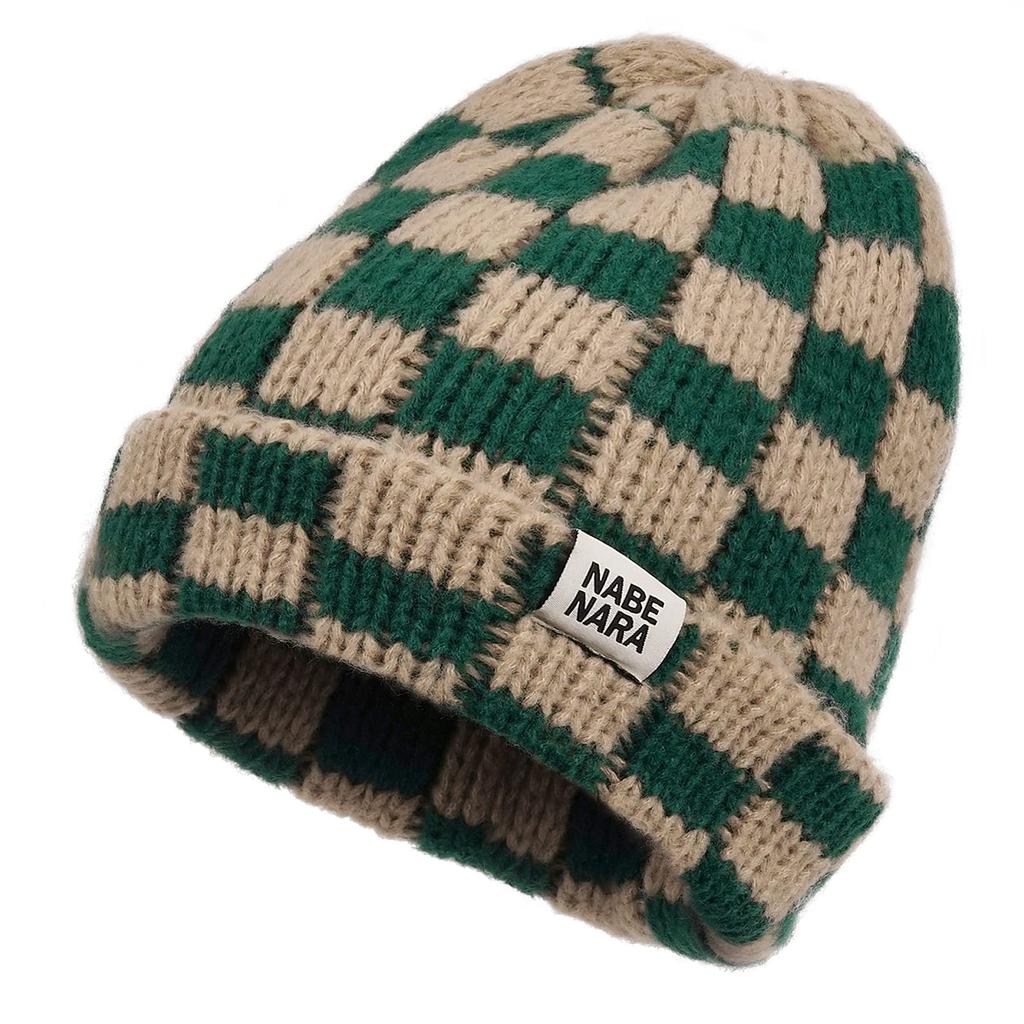 Clape Knit Cap for Men and Check Simple and Watch Cold Warm Hat for Outdoor Snowball Fishing Women, Polyester, Stretchy, Double-Layer Fabric, 2-Color