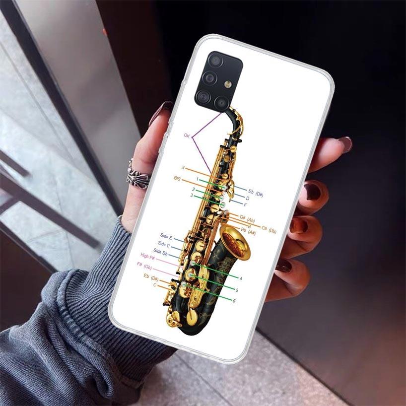 Music Saxophone Instrument Phone Case For Samsung Galaxy A52 A51 A50S A32 A22 A12 A02S A72 A71 A31 A70 A30S Note 20 Ultra 10 Plu