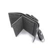CIE FOLK COMPACT MIDDLE WALLET GRAY Genuine Leather Nubuck Tri-fold Wallet with Hook and Eye Closure and Reflector, Box-Shaped Coin Purse for Men and