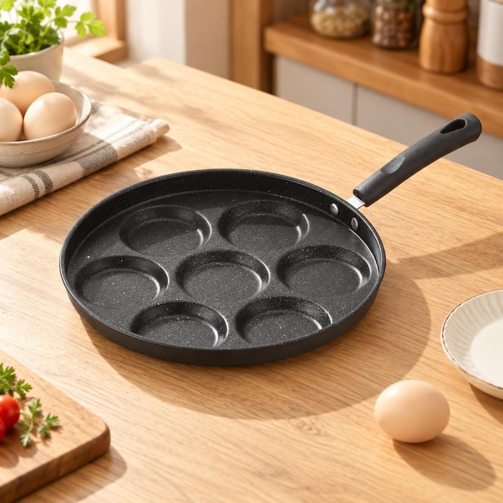 MultiCompartment Egg Skillet Nonstick Breakfast Pan with Compartments Divided Frying for