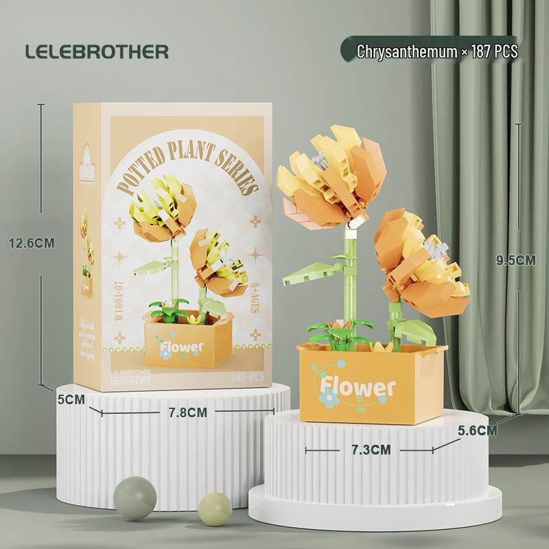 Preserved Flower Bonsai & Rose Succulent Building Blocks - Compatible with LEGO