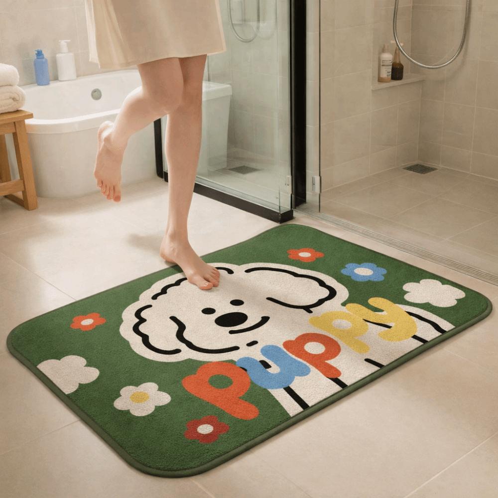 Cute Style Anti Slip Cartoon Floor Mat Absorbent Soft Absorbent Rug Imitation Weaving Animal Pattern Kitchen Mats Kitchen