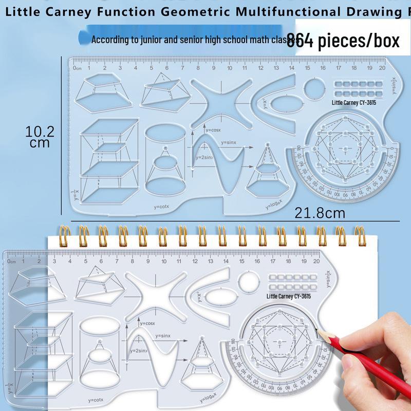 Little Carney Junior High Geometric Drafting Ruler & Protractor Set Drafting Ruler