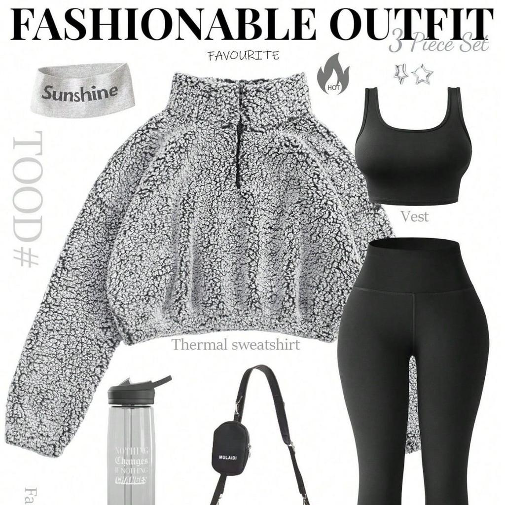 Women's Stretchy Yoga & Fitness Three-Piece Set - Spring/Autumn 2025 Edition