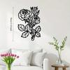 Wrought Iron Metal Wall Art, Elegant Floral Decor for Home Garden Indoor Outdoor, Black Rose Hanging Ornament, Housewarming Gift