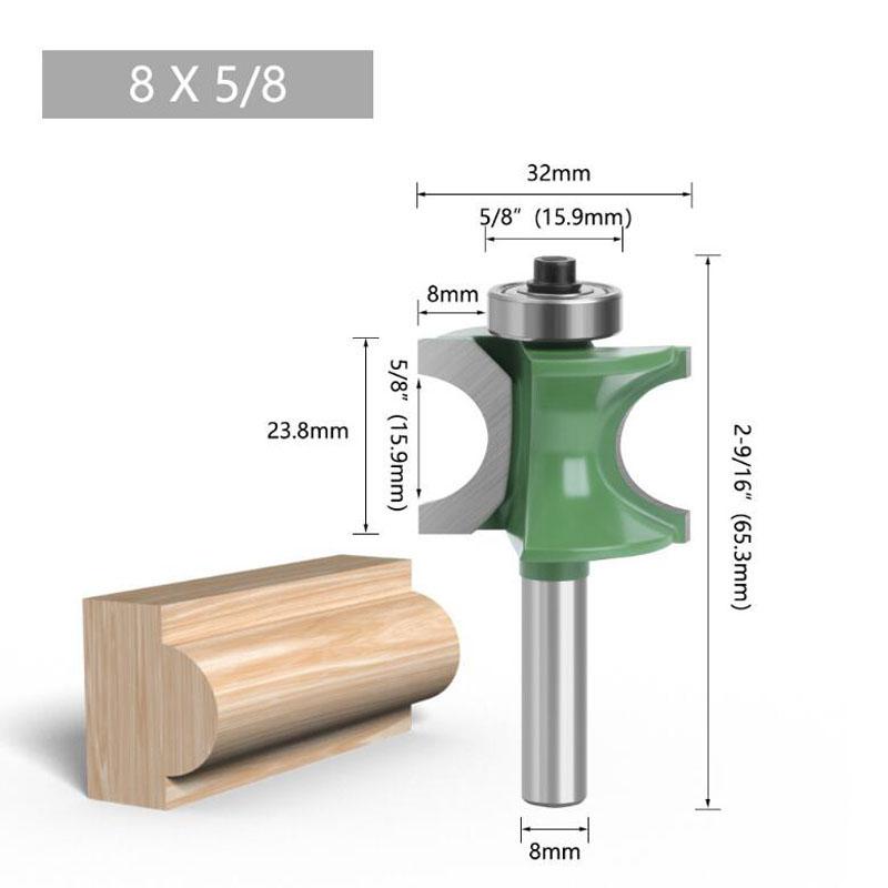 

Концевая фреза с хвостовиком 8 мм, полукруглая фреза, фреза по дереву с 2 канавками и подшипником, деревообрабатывающий инструмент, фреза NO4 зелёный