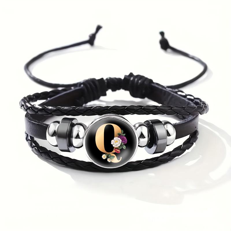 26 Letters A-Z Handmade Leather Bracelet Woven Multi-layer Punk Id Name Friendship Couple Bracelet