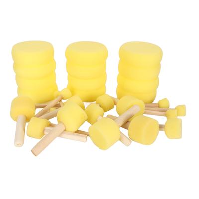 Round Sponge Paint Brush Set Washable Reusable Wooden Handle Foam Brushes for DIY Painting Stencil