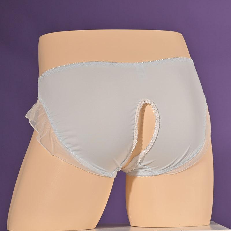 Japanese Lolita Anime Panties For Men Women Sexy Lace Crotchless Briefs Girly Maid Cosplay Lingerie Crossdress Sissy Underpant