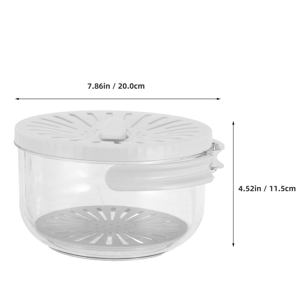 Double Layer Fruit Drainer Basin Beige Foldable Handle Plastic Vegetable Washing Basket Kitchen Fridge Storage Container