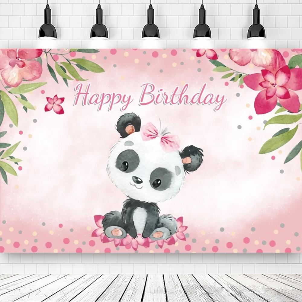 

Panda Birthday Party Bamboo Cartoon Poster custom Baby Newborn Portrait Photo Backgrounds Photography Photocall Photo Studio 120x90cm