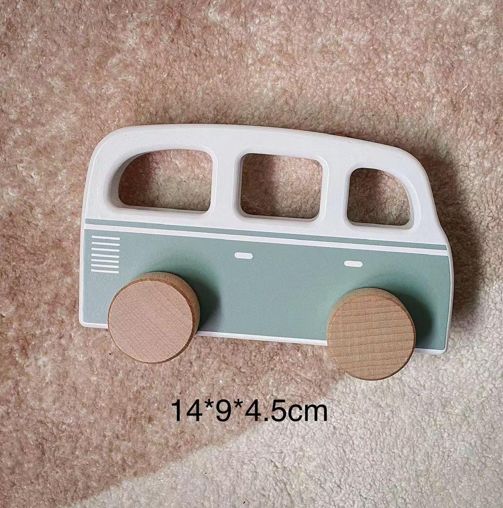 Wooden Inertial Pull-Back Car: Infant Early Education Push & Grasp Camping Car