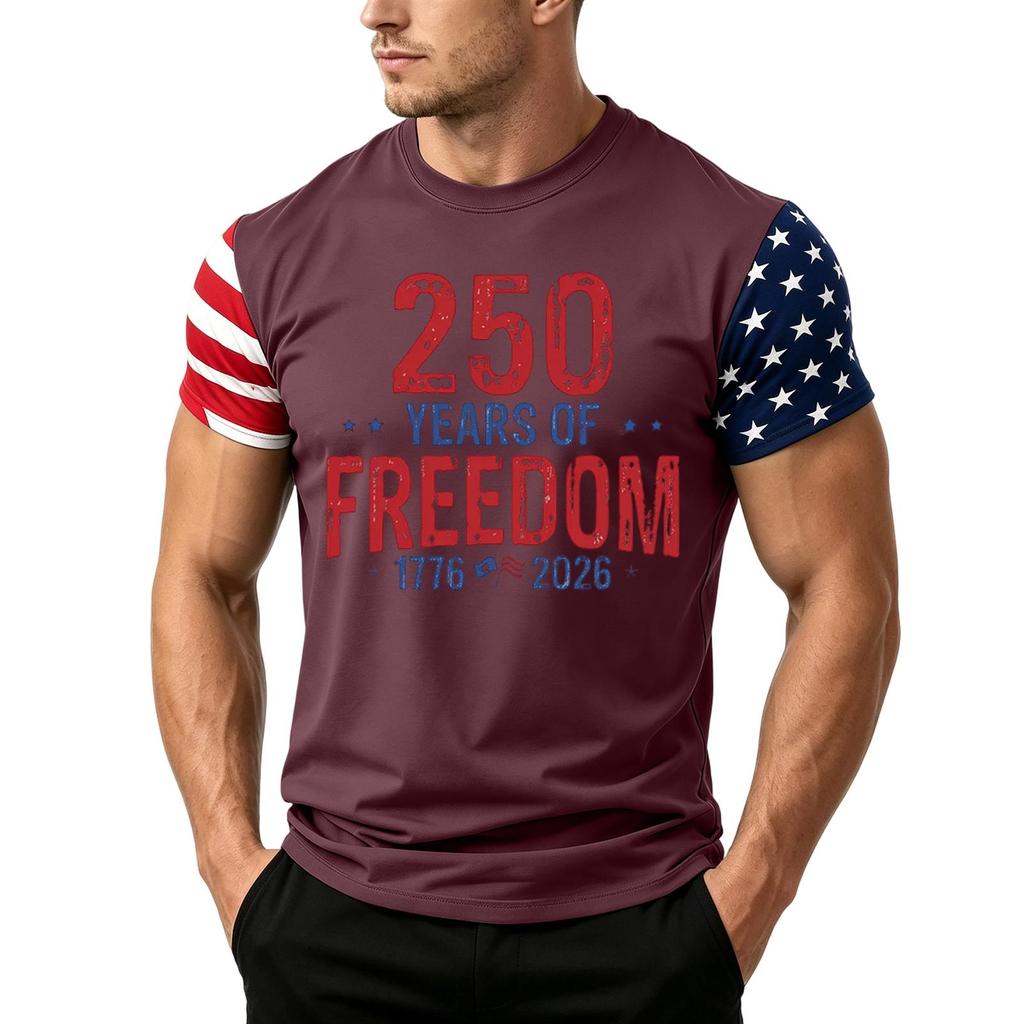 Men's Independence Day Flag Print Short Sleeve T-Shirt, Loose Casual Daily Summer Tops