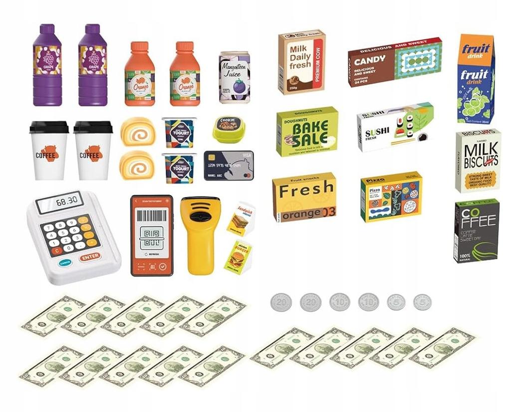 [PACZB] Interactive supermarket store for children set of 48 pieces Z3138