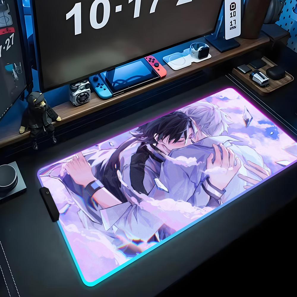 Link Click Mauspad RGB Gaming-Mauspad Großes LED-Pad PC-Schreibtischmatte Leuchtendes Mauspad Große Tastaturmatten Tischteppich Mit Hintergrundbeleuchtung