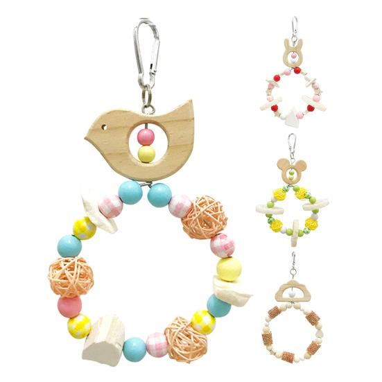 Wooden Parrot Swing Hanging Bird Perch Bird Chew Toy Birdcage Pet Accessory for Cockatiels Lovebirds Budgerigars