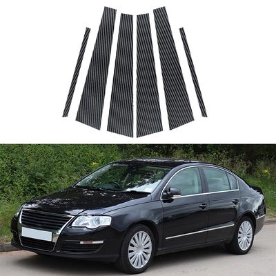 6Pcs For Volkswagen Passat B6 2006-2010 B7 2011-2015 Car Window Door Pillar Post Trim Cover Decal Carbon Fiber Black Stickers