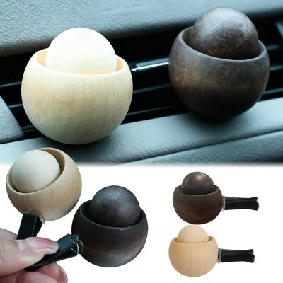 Wood Car Air Freshener Egg Shape Vent Clip Diffuser for Essential Oils Car Vent Accessories Eco-Friendly Odor Eliminator