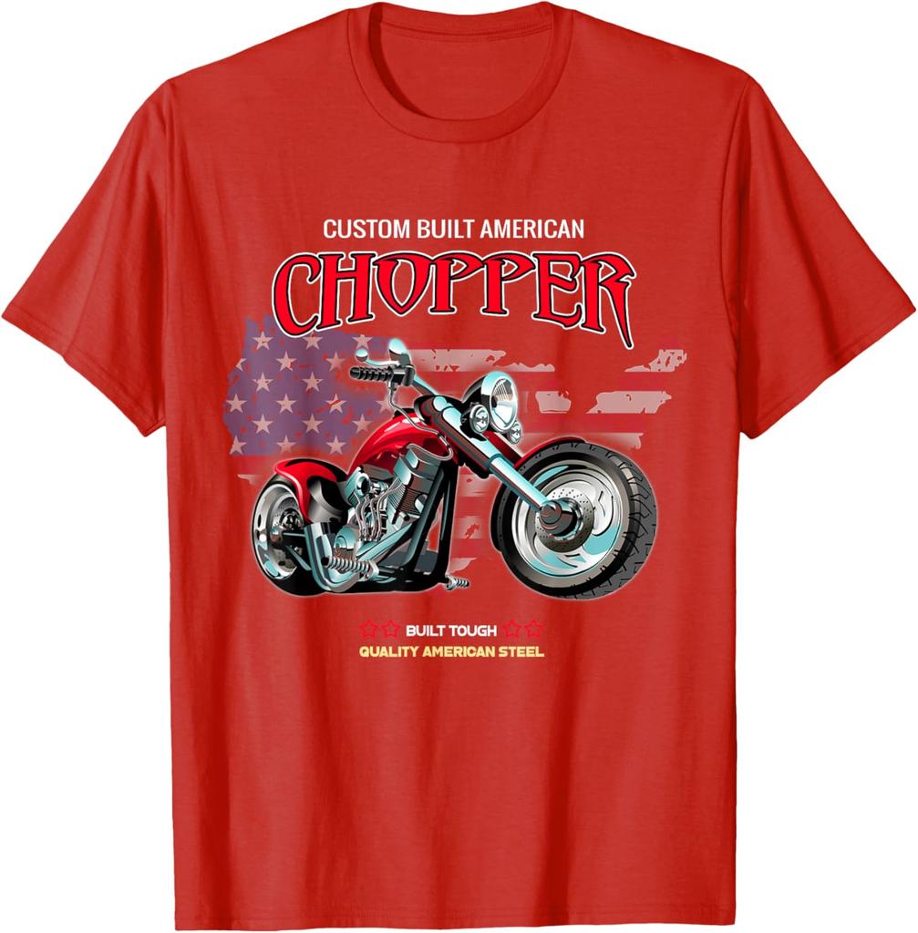 American Motorcycle USA Steel Custom Chopper TShirt 100 Cotton ONeck Short Sleeve Summer Casual Mens Tshirt Streetwear