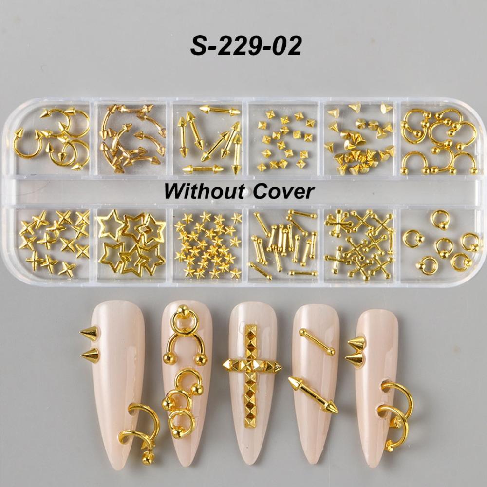 

Y2K Pierced Rivets Silvery Golden Manicure Accessories Fashion Nail Charms S-229-02