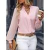 New Autumn Fashion Item: Women's Long-sleeved Solid-color Chiffon Shirt with Patchwork