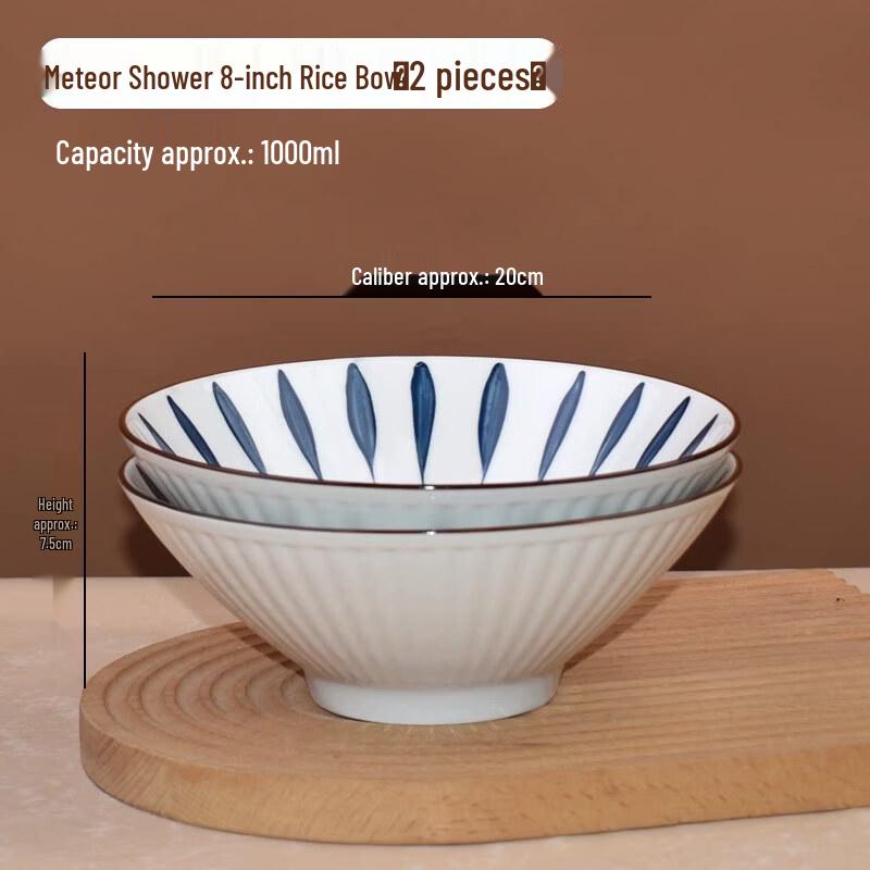 4-Piece Japanese Ceramic Conical Ramen Bowl Set