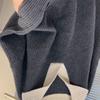 Winter Thick Contrasting Polo Collar Lazy Style Sweater Knit Top for Women