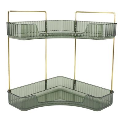 2 Tier Corner Bathroom Countertop Organizer Space Saving Easy Assembly Metal Corner Countertop Shelf for Cosmetics Skin