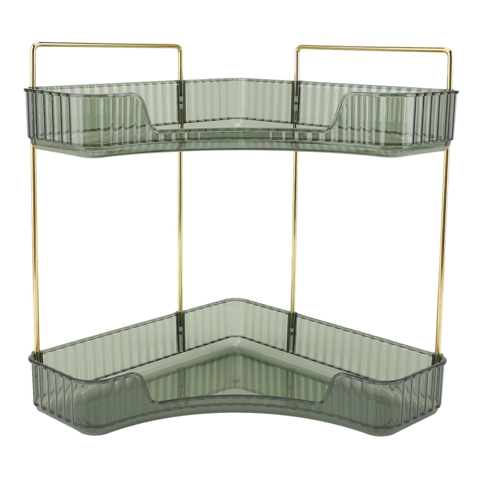 

2-х уровневый угловой органайзер для столешницы в ванную комнату, экономящий место, простая сборка, металлическая угловая столешница лес зеленый