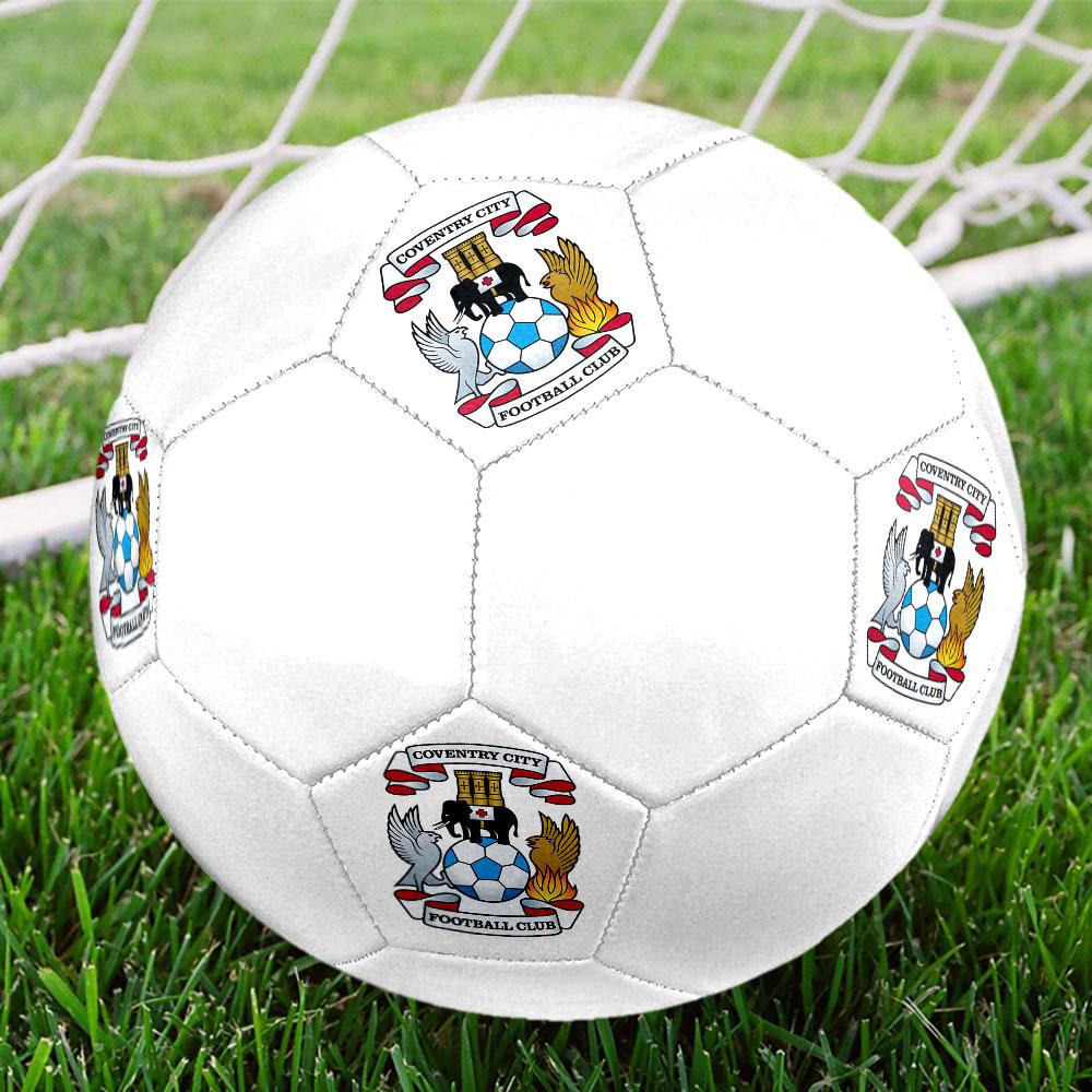 Coventry City FC Size 5 Soccer Ball, Machine-Stitched PVC, Durable & High Bounce, All Ages Fit, fan merchandise, matches & outdoor use.