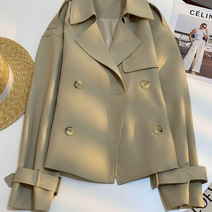 2025 Autumn Women's Khaki Petite Trench Coat: Popular Commuter Casual Top