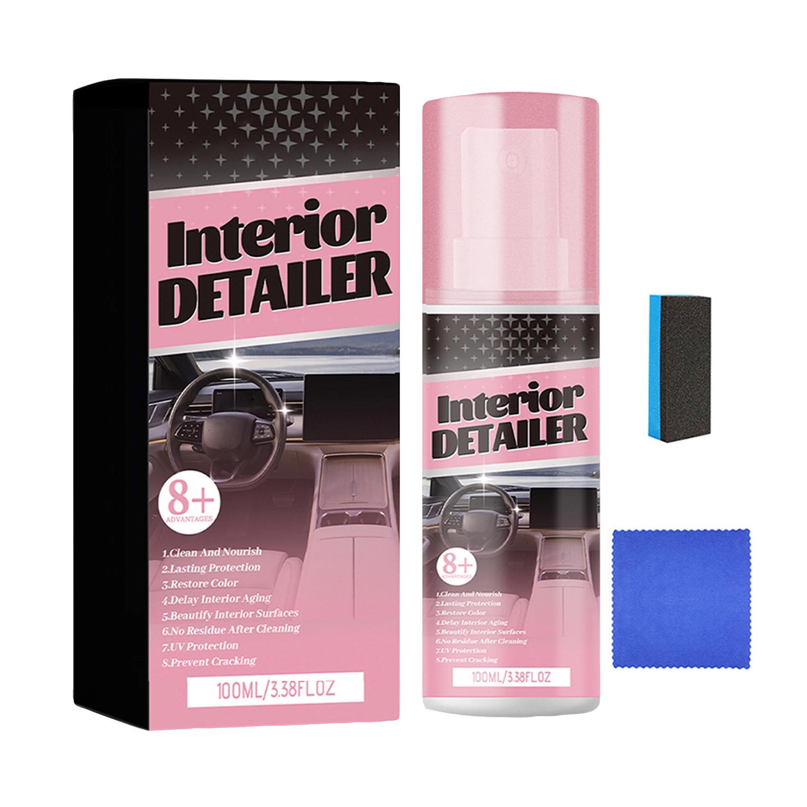 Hikmarion Car Interior Cleaner and Conditioner Kit with 100ml Spray, Sponge, and Microfiber Towel One Size розовый