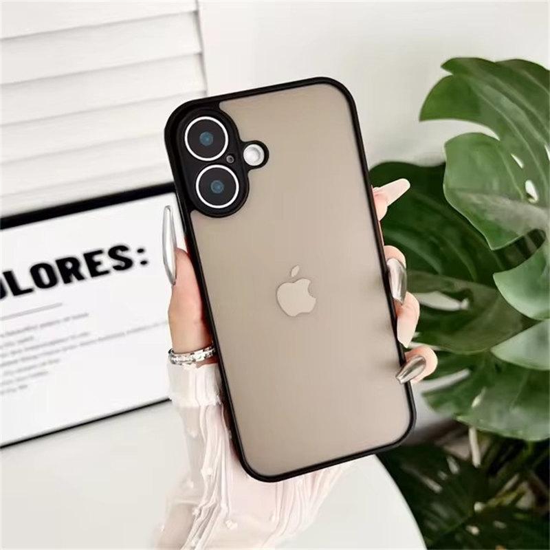 

Роскошный противоударный полупрозрачный матовый бронированный чехол для iPhone 16 15 14 Pro Max Plus 13 12 Mini 11 XR X XS 7 8 SE Hybrid PC Cover iPhone 7 чёрный