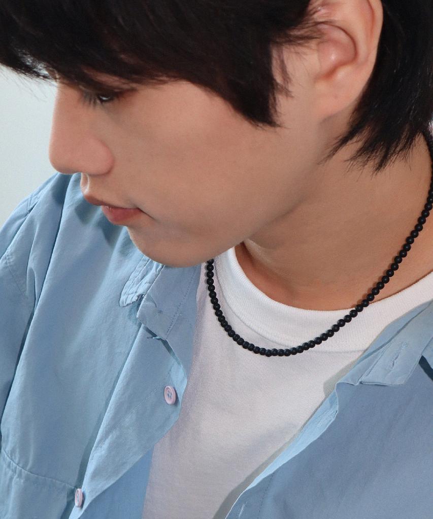 Bicycletrophy Bt Gemstone Necklace 02 (4Mm Matte Onyx)
