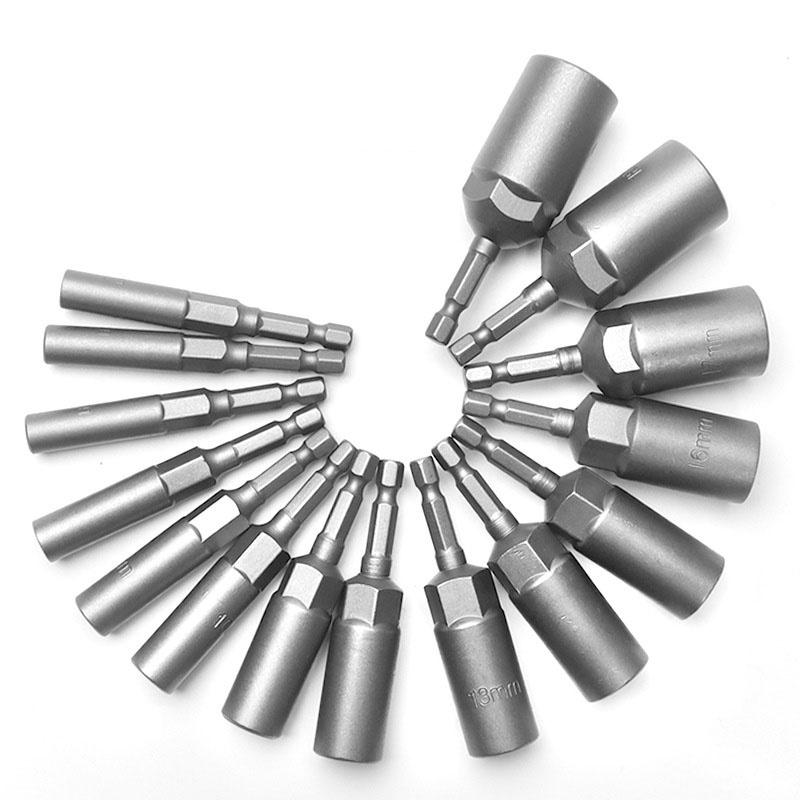 1/4" Hex Shank Nut Drivers Set 5.5mm-19mm Socket Adapter Tool Kit Nut Driver 80mm Deepen And Lengthen Wrench Repair Tools