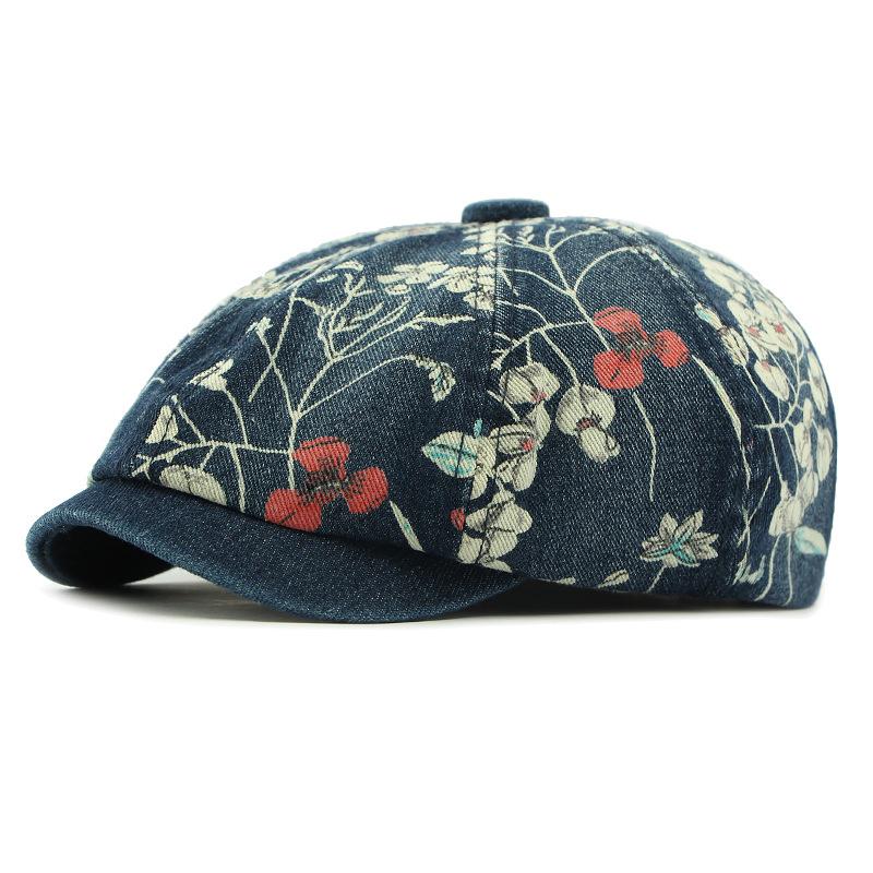 Принтованный берет, женская восьмиклинка, винтажная кепка, джинсовая кепка газетчика для мужчин