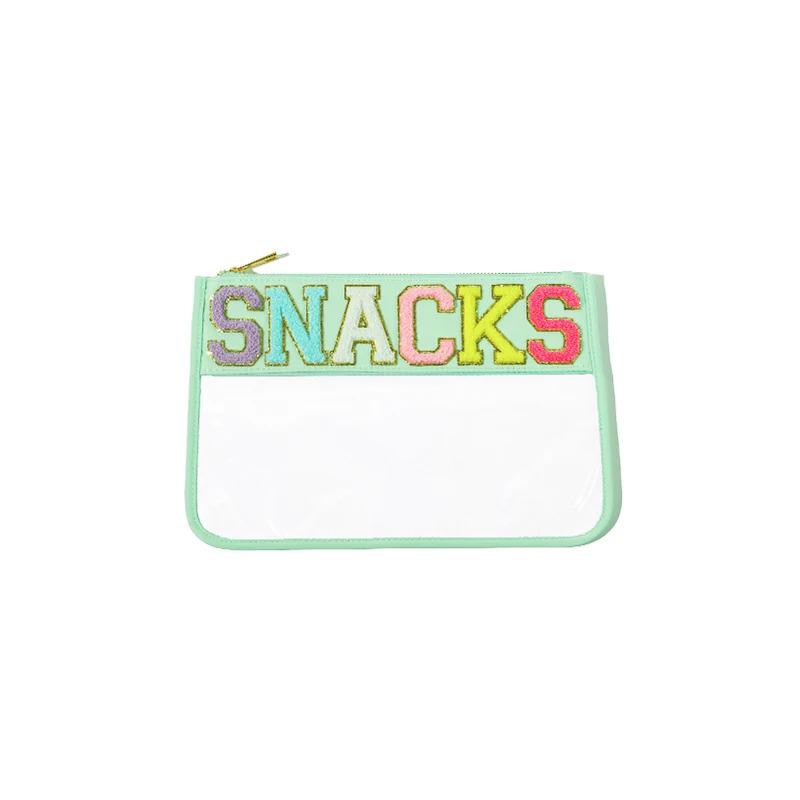 Transparent PVC Embroidery Cloth Stickers Travel Waterproof Cosmetic Bag Creative Letters Patch Handheld Makeup Organizer