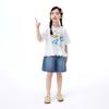 Girls' Antibacterial Cartoon Print Short Sleeve T-Shirt