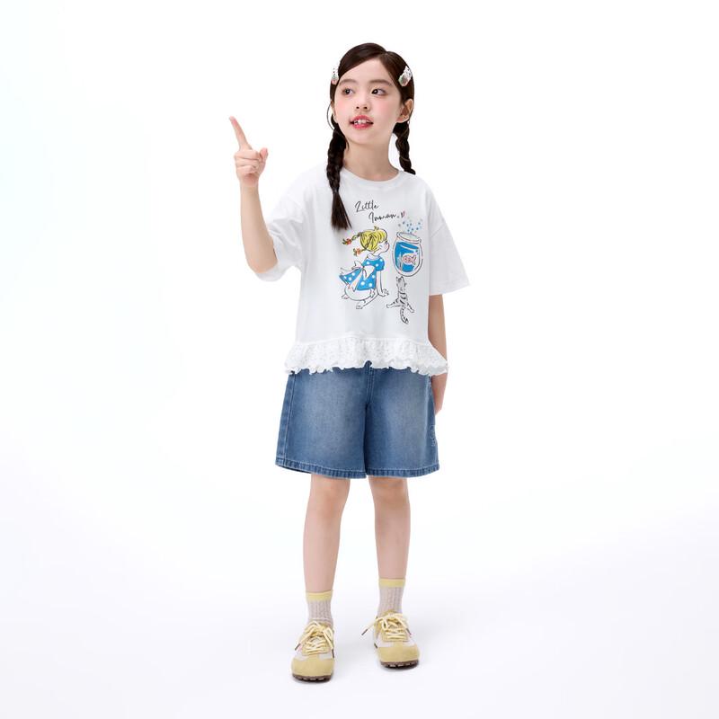 Girls' Antibacterial Cartoon Print Short Sleeve T-Shirt