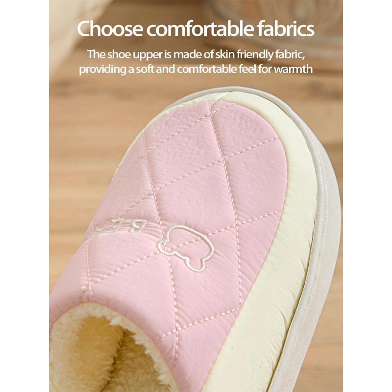 Waterproof Non-Slip Cotton Winter Slippers for Couples - Warm Indoor Footwear for Women