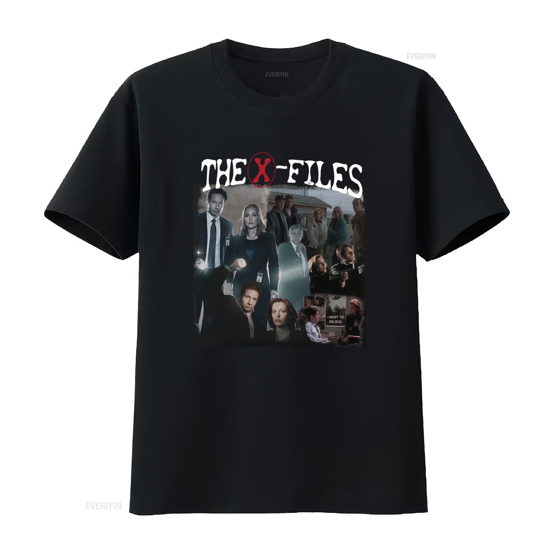 

The X Files Vintage Bootleg T Shirt with Dana Scully and Fox Mulder Print vintage Washed Versatile Soft Stretched Unisex 4XL