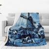 Dutch Blue Delft Vintage Windmill Blankets Soft Warm Flannel Throw Blanket Bedspread for Bed Living room Picnic Travel Home Sofa