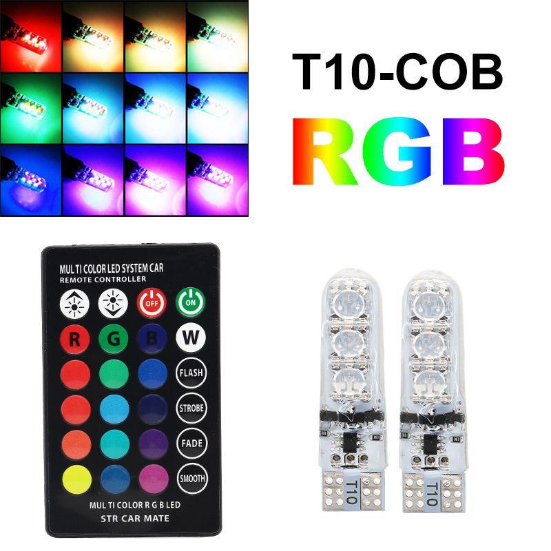 2/4Pcs  T10 Silicone 5050-6Smd Remote Control Reading Light Rgb Colorful License Plate Mini Lamp For Car/Motorcycle