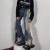 American high street vibe washed retro micro-flared jeans men's hiphop loose and thin trousers trendy pants trendy