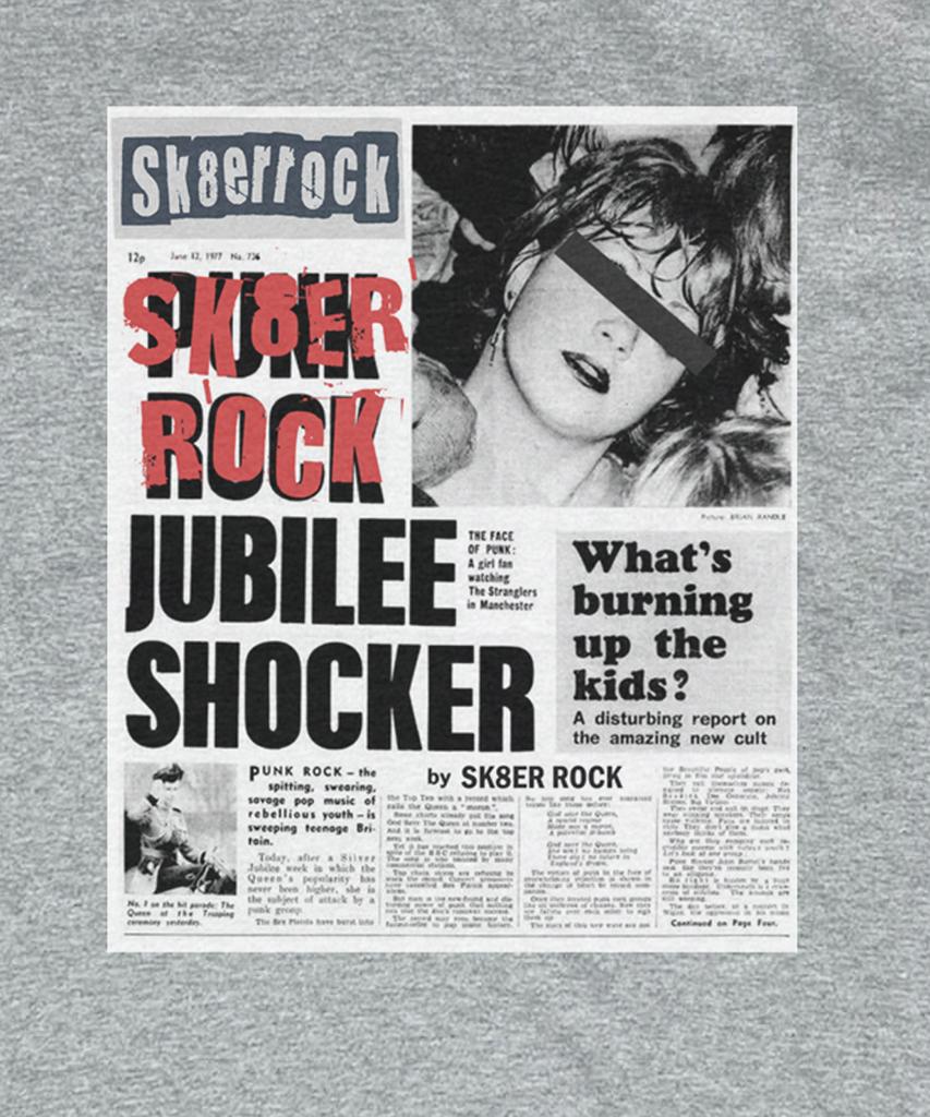 SK8ER ROCK Burning Youth T-Shirt ((Melange Gray))