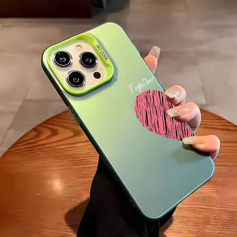 Red Love C-couple wallpaper Phone Case Color Silver Shell For IPhone 17 16 15 14 13 12 11 Pro Max Plus