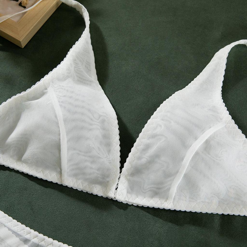 Women's French Mesh No-Wire Bra Set - Thin, Comfortable, Sexy